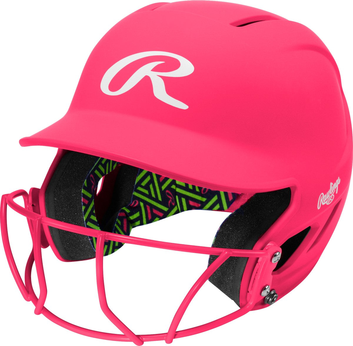 Rawlings Coolflo Max Highlighter Series Youth Batting Helmet with Softball Face Guard